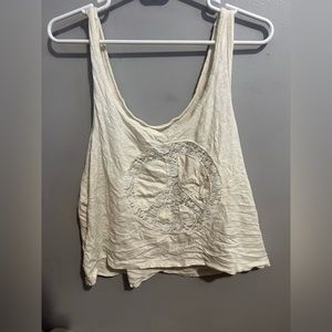 XL white AE peace sign tank